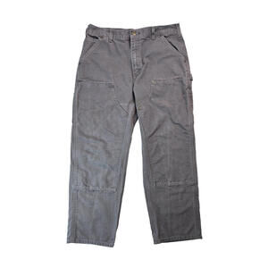 Carhartt Gray Canvas Double Knee Carpenter Pants Mens Size 35x30 B136 GVL